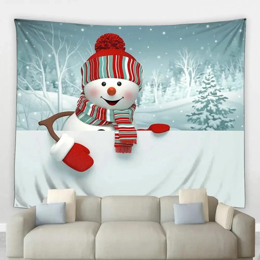 Christmas Cartoon Snowman Tapestry Bedroom Living Room Home Christmas Decoration Tapestry