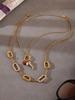 Oval Inlaid Diamond Necklace with Freshwater Pearl, Stainless Steel Pendant & Clavicle Chain for Women