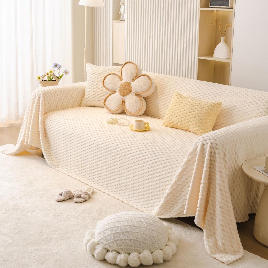 Winter Honeycomb Velvet Sofa Cover Four Seasons Universal Pure Color Full Cover Towel Sofa Cushion All Package Universal Towel