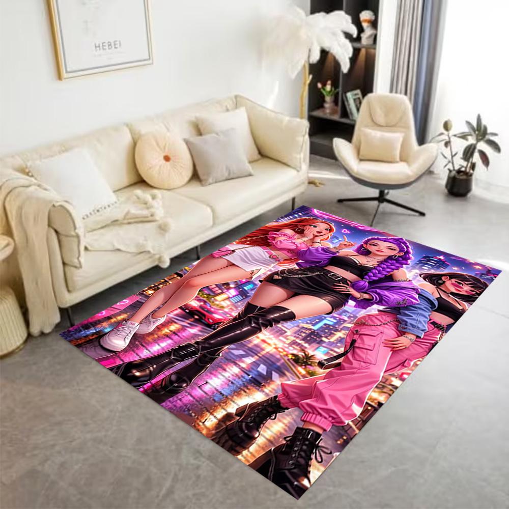 1pc K-pop Demon Hunters Rug Home Carpet Decoration Office Decor Gift Living Room Bedroom