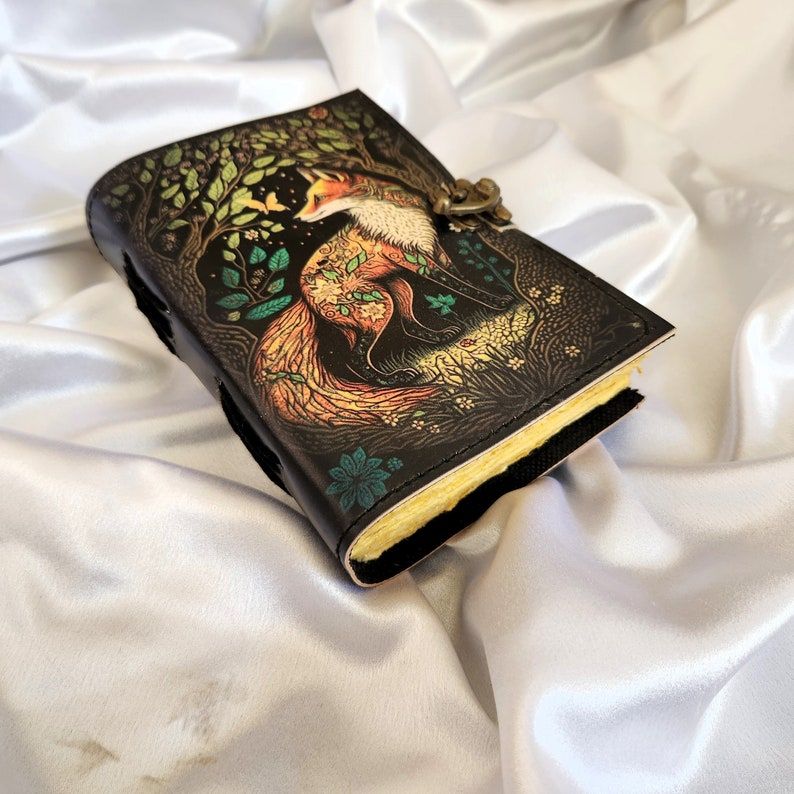 Fox Printed Leather Journal, Notebook, sketchbook, Leather Dairy, Notepad, Writing Journal, Dream Journal, Wedding Gift