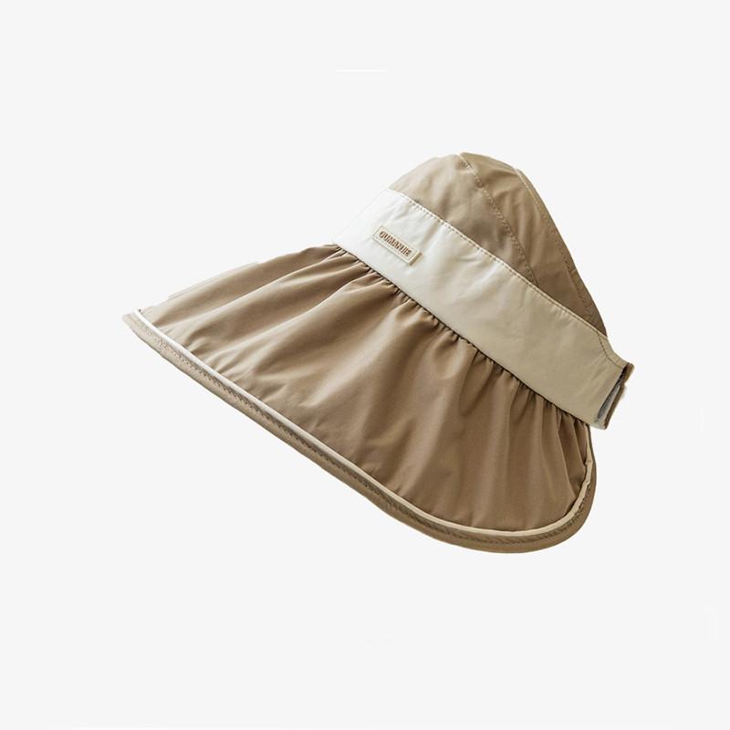 2024 New Spring Summer Black Jelly Wide Brim Sun Hat Women Fashion Korean Style Color Block Leather Patch Sunshade Hat