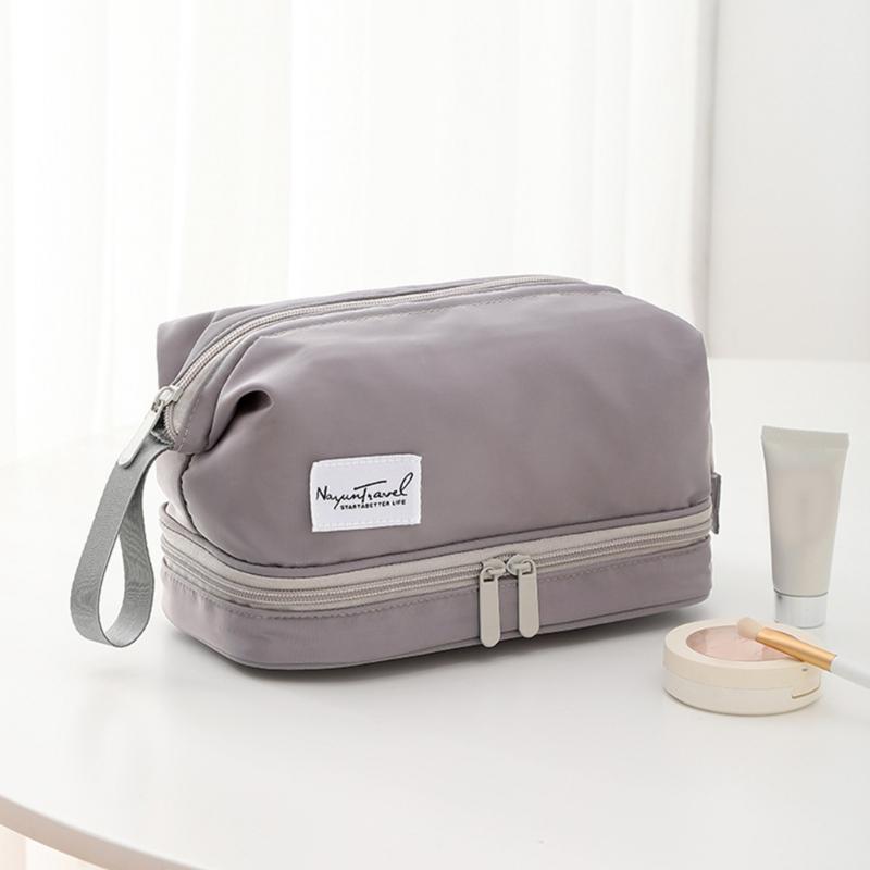 Large Travel Toiletry Cosmetic Bags Double Layer Portable Nylon Makeup Bags Storage Pouch for Women