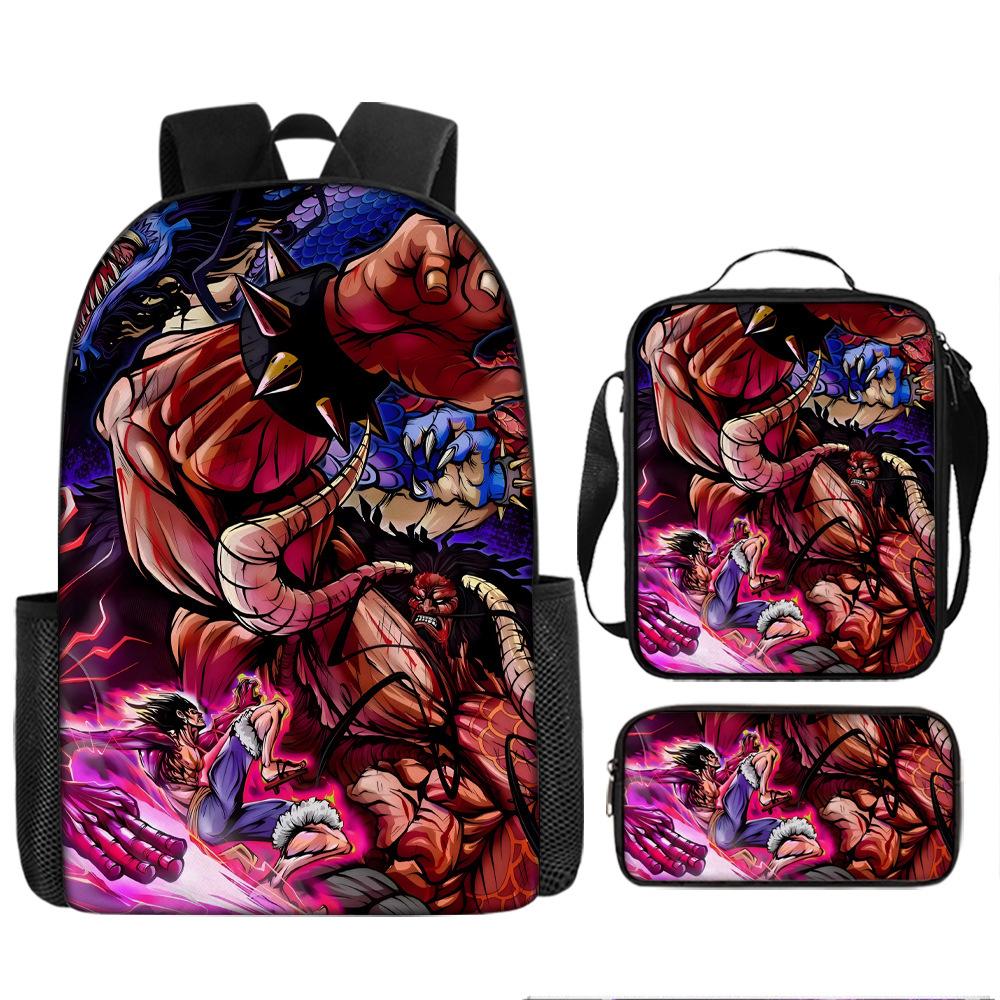 Animation ONE PIECE schoolbag three-piece play peripheral backpack large capacity middle school student outdoor campus computer bag