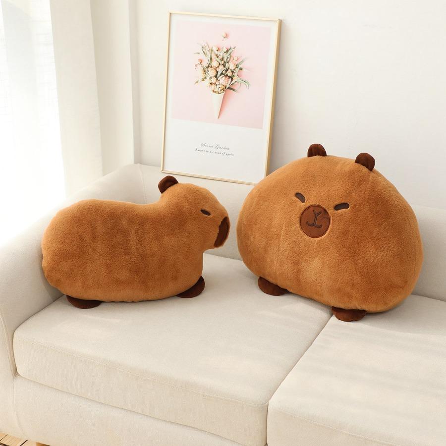Capybara Plüsch Sofakissen Flauschiges Schlaf-Kuschelkissen Cartoon Kawaii Anime Weiches Lendenkissen für Stuhl Auto Haus Schlafzimmer Dekoration