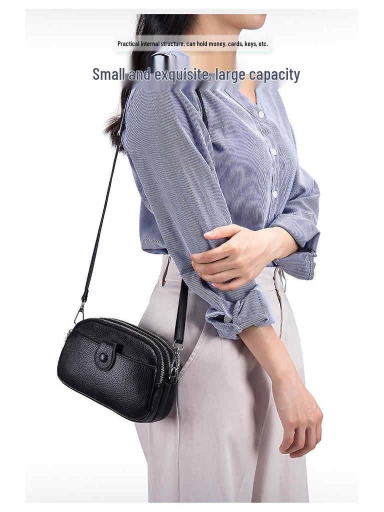 Women's Genuine Leather Mini Crossbody Bag - Large Capacity, Fashionable Phone & Mommy Bag