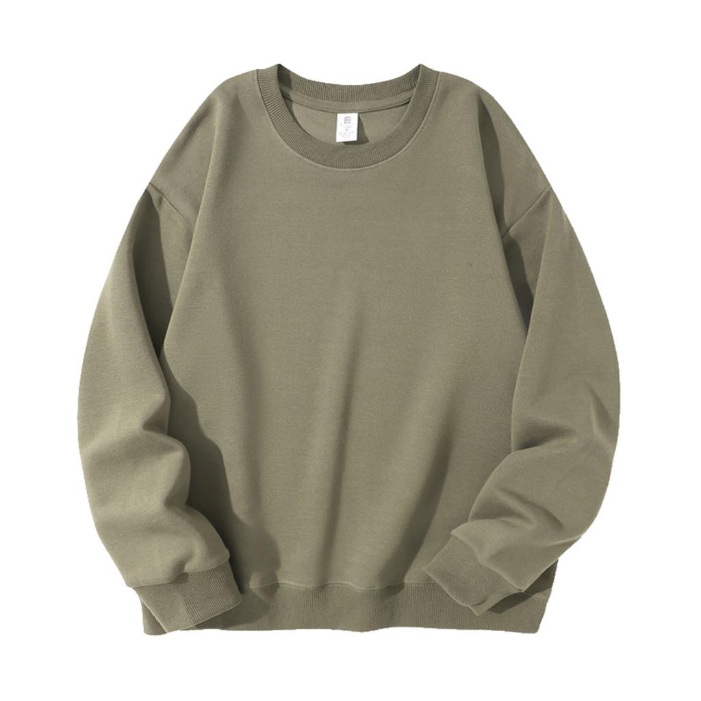 Men's And Women's Solid-color Casual Round-neck Long-sleeved Top, Men's Fitted Thickened Cotton Sweatshirt Base Layer Top