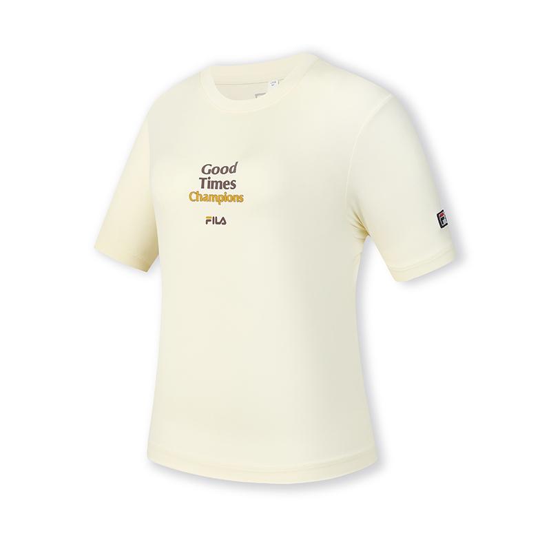 

New FILA T Shirts Women s Coix Seeds Yellow A11W433115FYE 165/84A/M