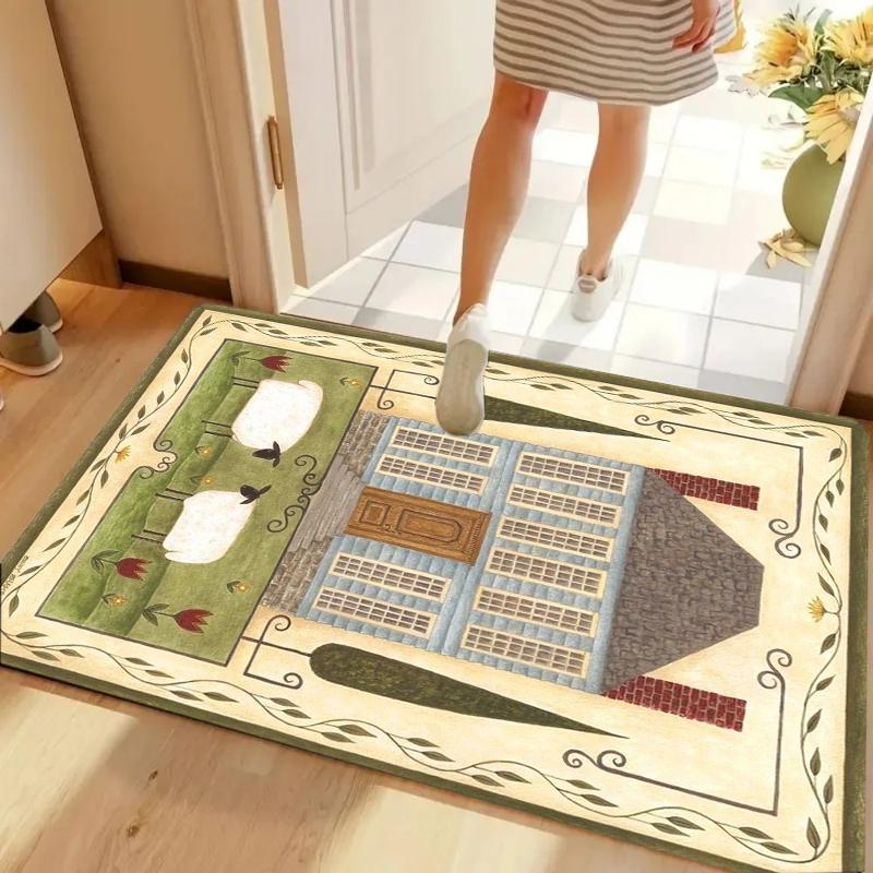 

Rustic American Flag House Star Non-slip Washable Door Mat for Entryway Farmhouse Home Decoration 40cm x 60cm
