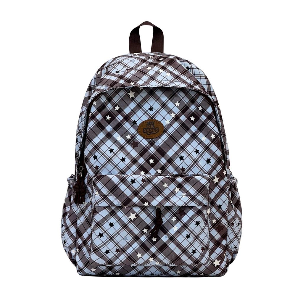 Schoolbag Backpack Female Plaid Student Travel School Bag Female Star Plaid Large Capacity Backpack School Bag Ins Niche