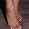 Rhinestone Feet Beach Vacation Fashion Versatile Simple Finger Anklet Anklet Women'S Trend Summer