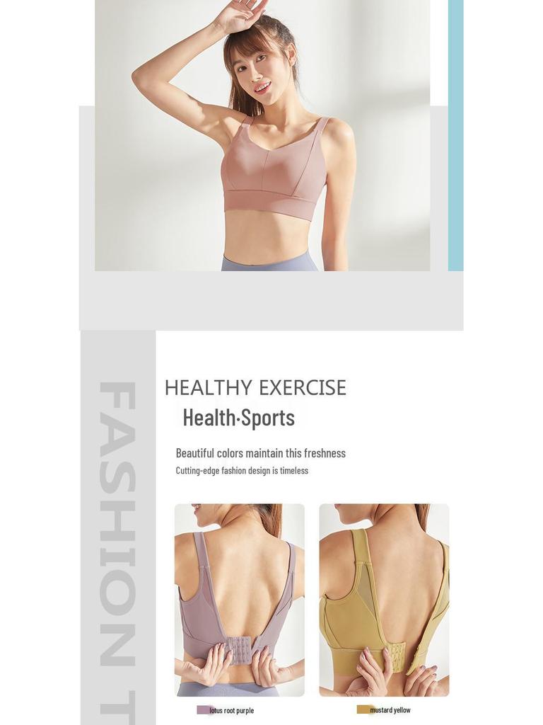 Plus Size High-Impact Sports Bra with Push-Up & Beautiful Back Design - Shockproof, Quick-Dry Yoga Tank Top