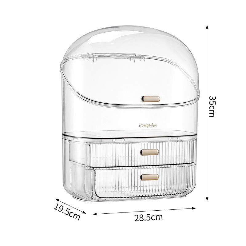 Dustproof Cosmetic Storage Box for Bathroom Counter: Lipstick & Skincare Organizer.
