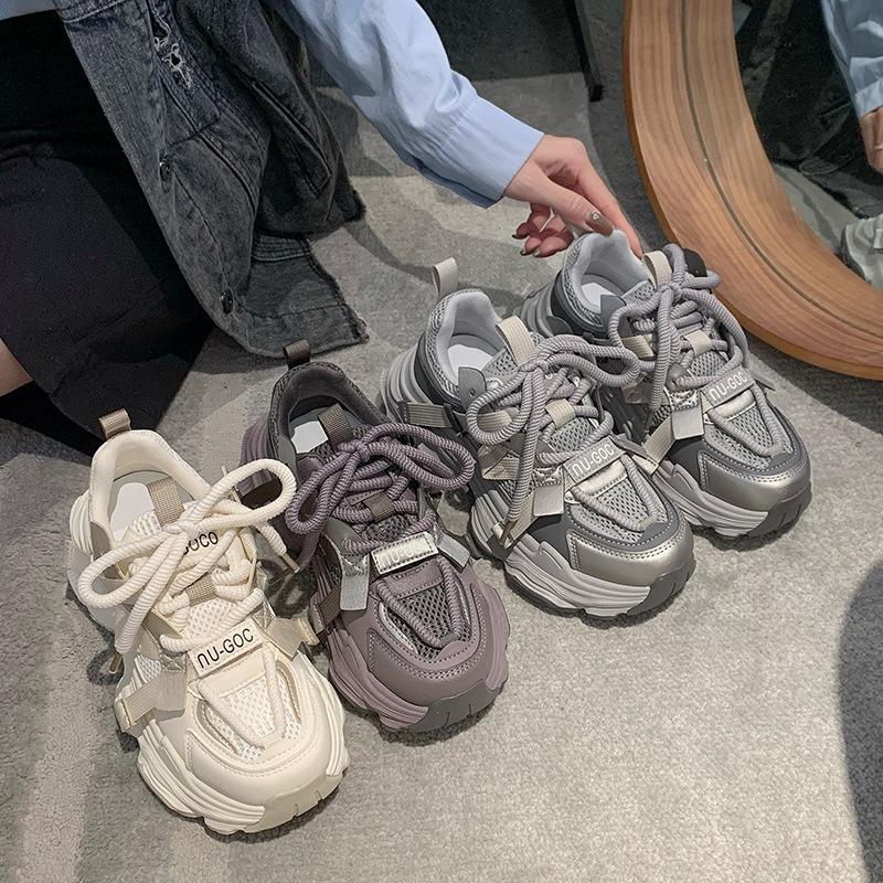 Leder Dad-Schuhe Damen Frühling und Sommer neue Plateau Damen Schuhe erhöhende Freizeitschuhe vielseitige Schuhe Sportschuhe