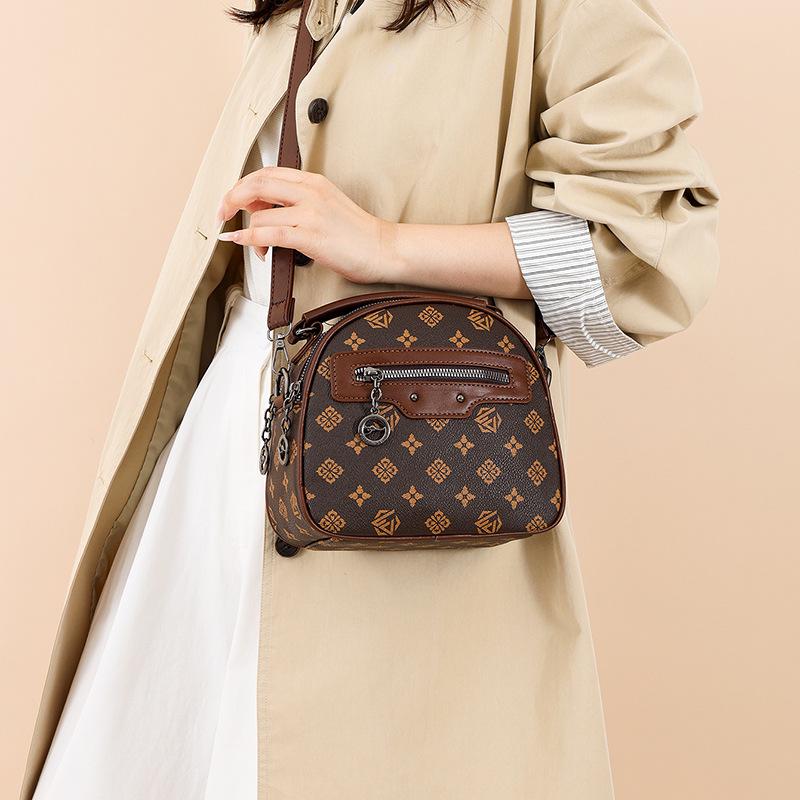 Borsa a mano da donna con stampa floreale retrò, borsa a tracolla piccola multistrato 2025