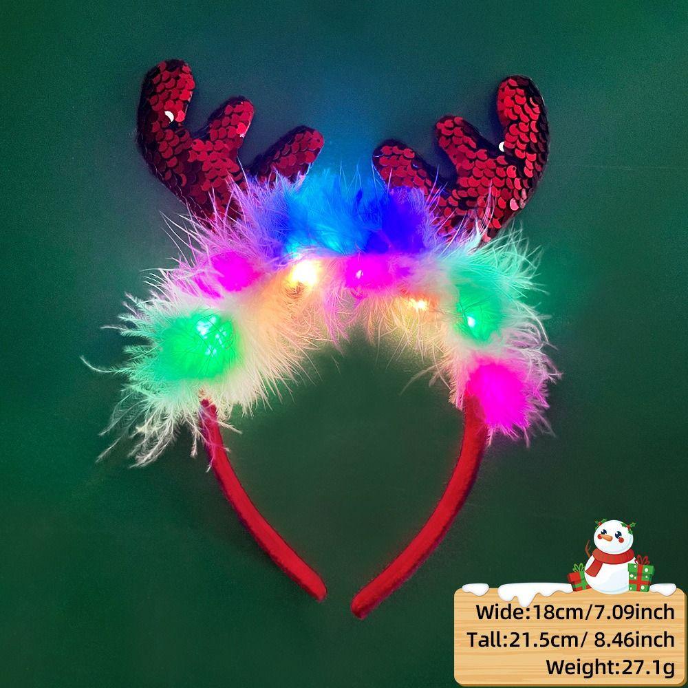 LED LED Christmas Headband Antlers Xmas Tree Snowflake Hair Band  Flashing Toy