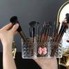 1pc Cute Makeup Brush Storage Box with Multiple Compartments and Bow Decoration