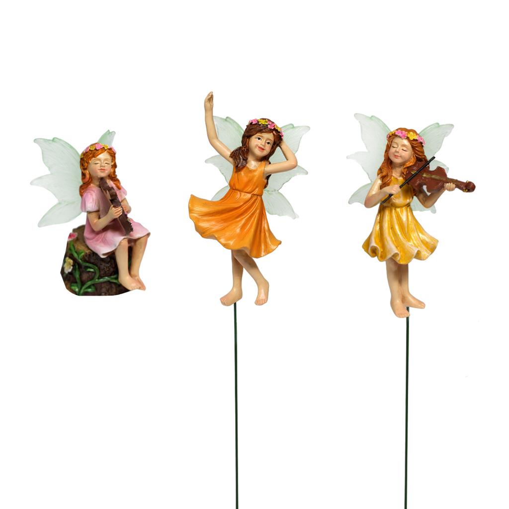 3pcs Mini Resin Playing Dance Flower Fairy, Very Cute Fairy Model Flower Pot And Sand Table Decoration, Suitable As A Gift For F