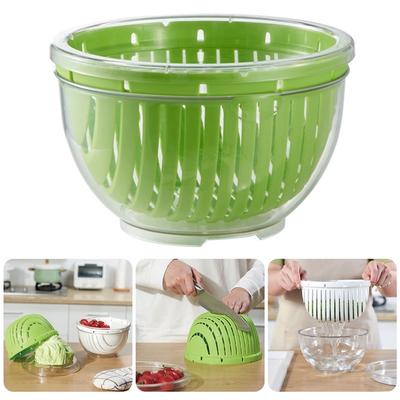 Cestello di scarico Secchio per frutta e verdura a doppio strato Ciotola per tagliare l'insalata Affettatrice a scatto multifunzionale Ciotola per tritatutto Tritatutto per verdure Spinner