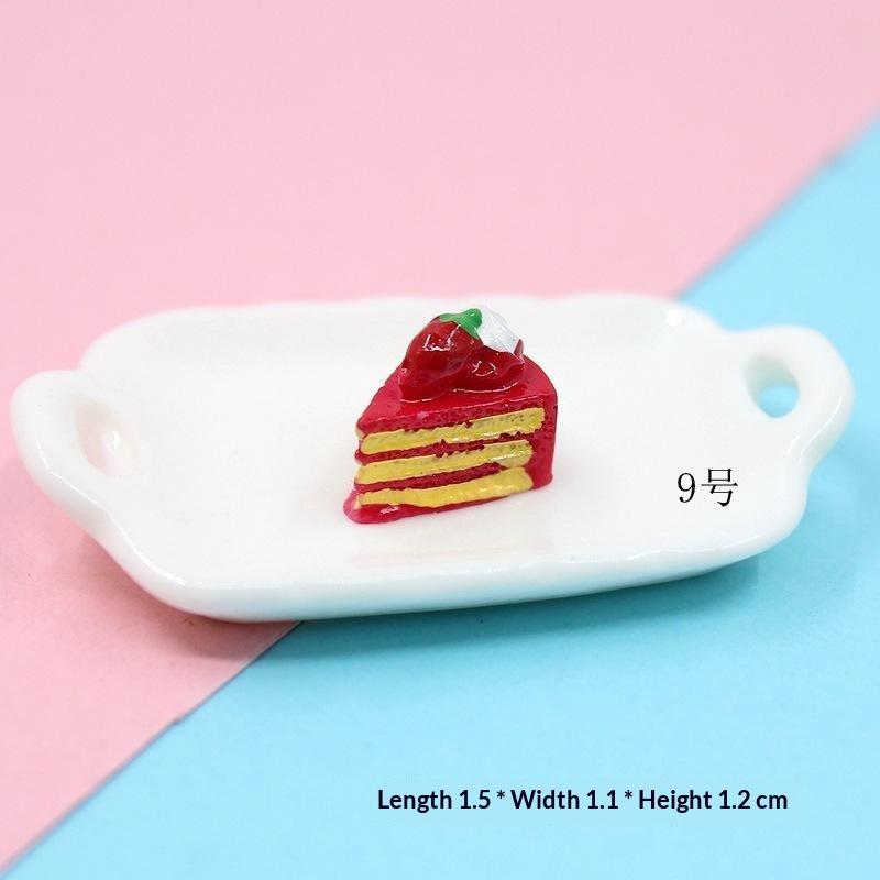 10Pcs Mini Resin Fake Cake Kawaii Simulation Food Miniatures for DIY Handmade Craft Home Decor Ornaments