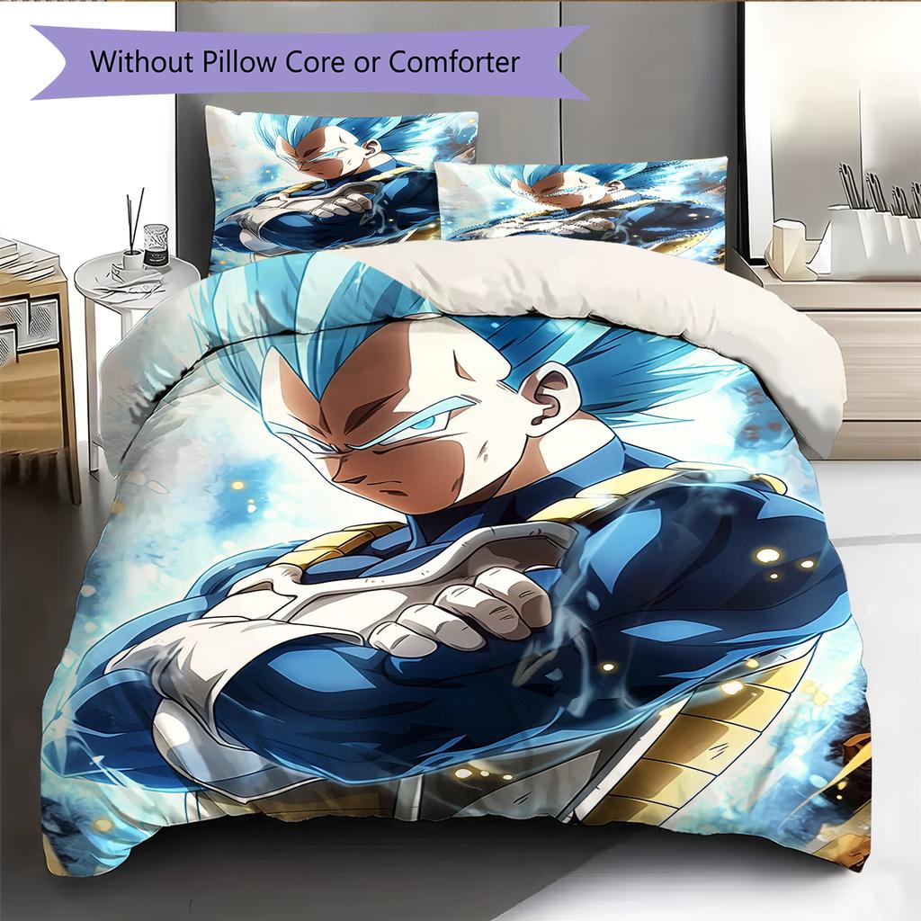Biancheria da letto con motivo Vegeta Decorazione per la casa Regalo di compleanno (1 * copripiumino + 2 * federa, senza nucleo)