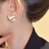 Women's Heart Scratch Pearl Clutch Earrings [Silver Needle]