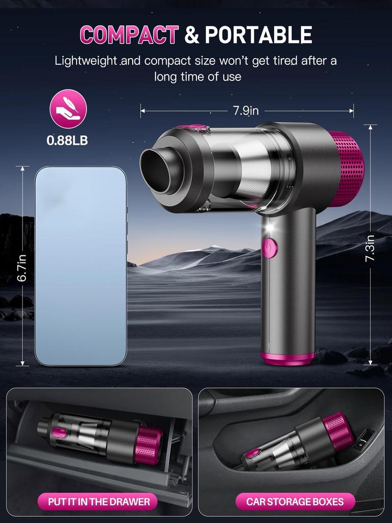 180000PA Car Vacuum Cleaner Wireless Mini Handheld Strong Suction Cleaning Machine Portable Vacuum Cleaner Electrical Appliances