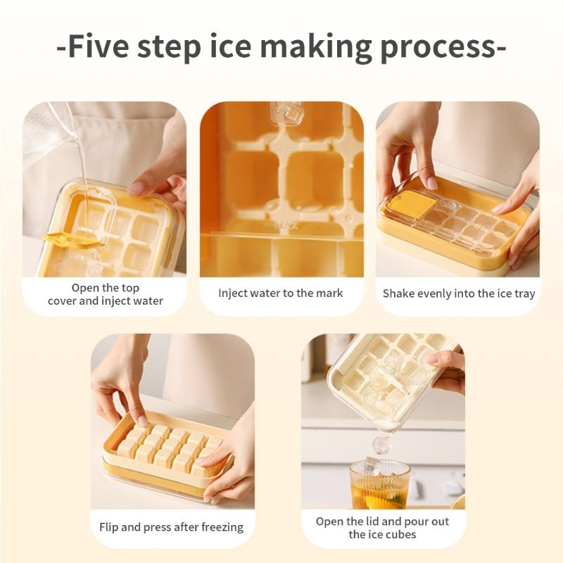 Silicone Ice Cubes Mold Large Capacity Reusablely Freezer Tray With Lid 15 Easy Removal Dishwasher Safe
