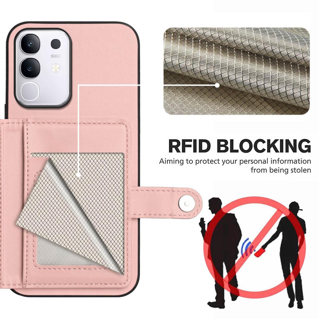 For vivo T4x 5G/vivo Y300t 5G/vivo iQOO Z10x 5G/vivo Y29 4G Case RFID Blocking Card Holder Kickstand TPU + PU Leather Phone Back Cover
