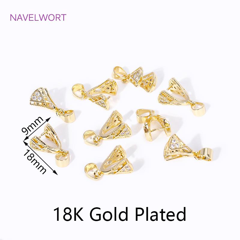 18K Gold Platinert Eingelegt Zirkon Anhänger Verschlüsse Klemmenöse Hakenverbinder Für DIY Halsketten Anhänger Schmuckherstellung Zubehör
