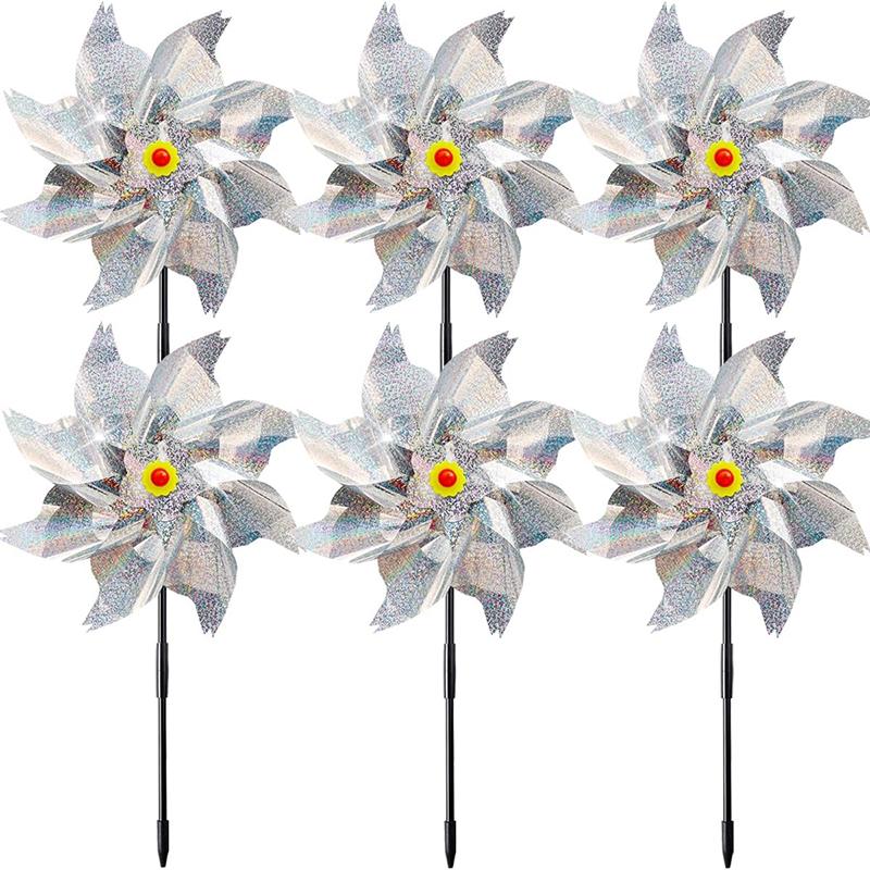1-10pcs Sparkly Birds Deterrent Pinwheels Repeller Windmill Garden Lawn Laser Bird Repellent Reflective Pest Control Tools
