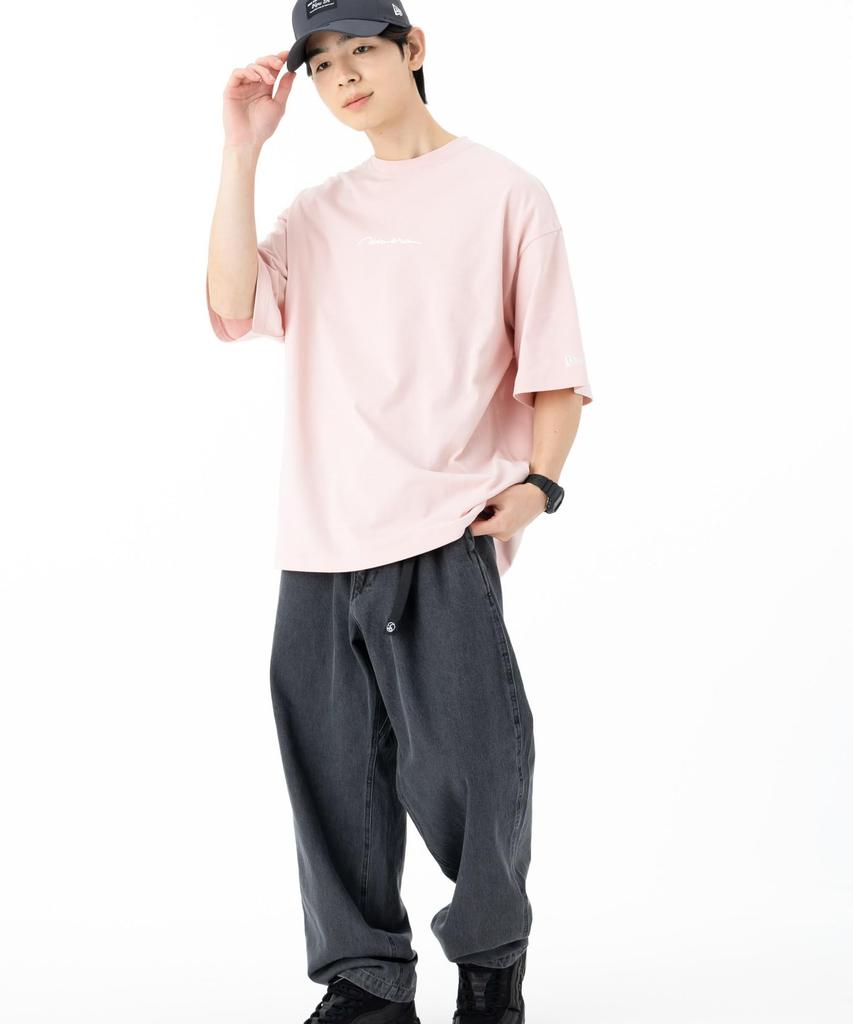 New Era Oversized Cotton Tee Handwritten Logo Pink Rouge L 14683882 S/S