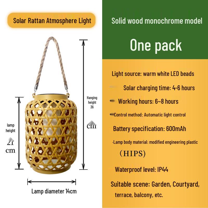 

Солнечный фонарь под ротанг: Водонепроницаемая люстра из бамбукового плетения для уличного сада или балкона