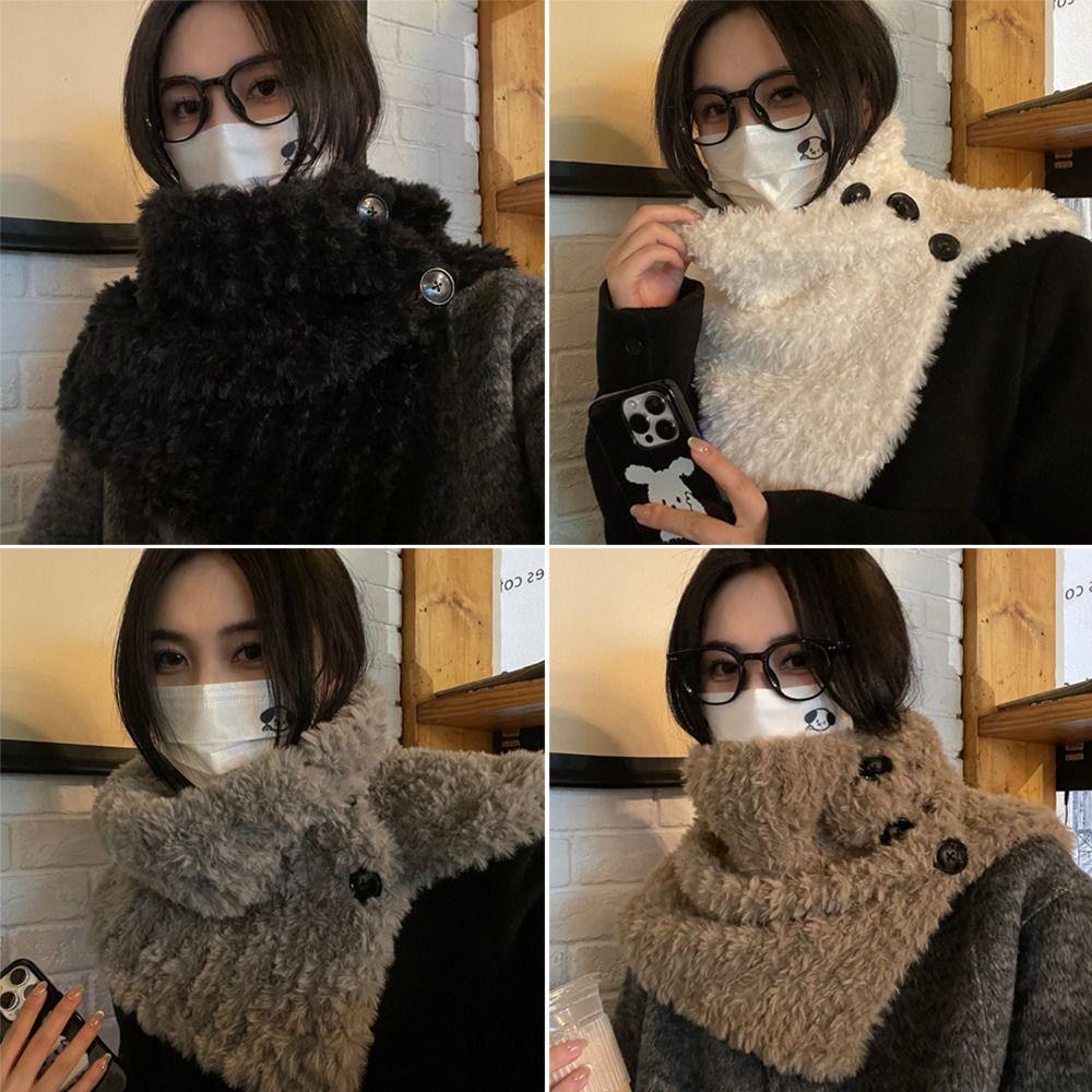 Solid Color Winter Neck Warmer Soft Plush Detachable Scarf Winter Turtleneck Neck Warmer  for Women