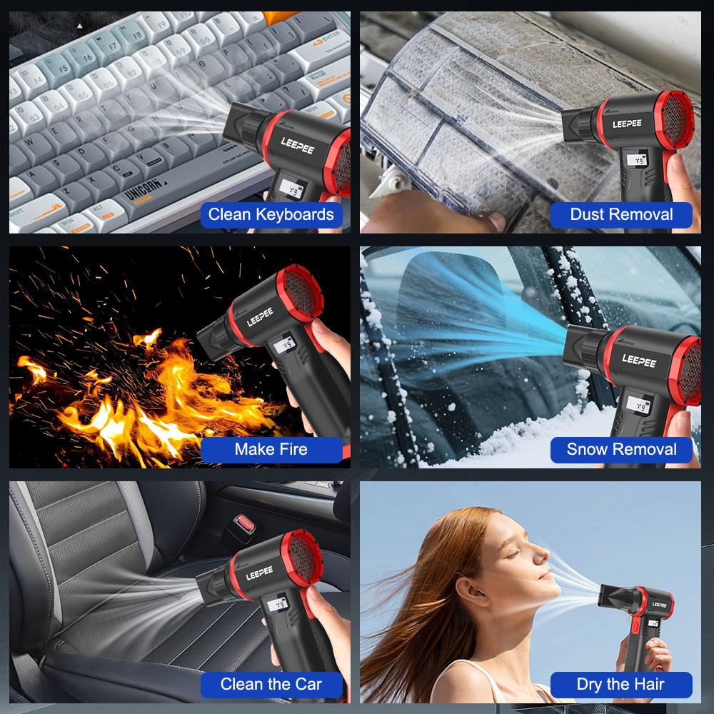 2025 600000RPM Violent Fan High Speed 9 Gears Speed Adjustable Cleaning Blower Tools Powerful Air Blower Type-C Charging Handheld Turbo Jet Fan