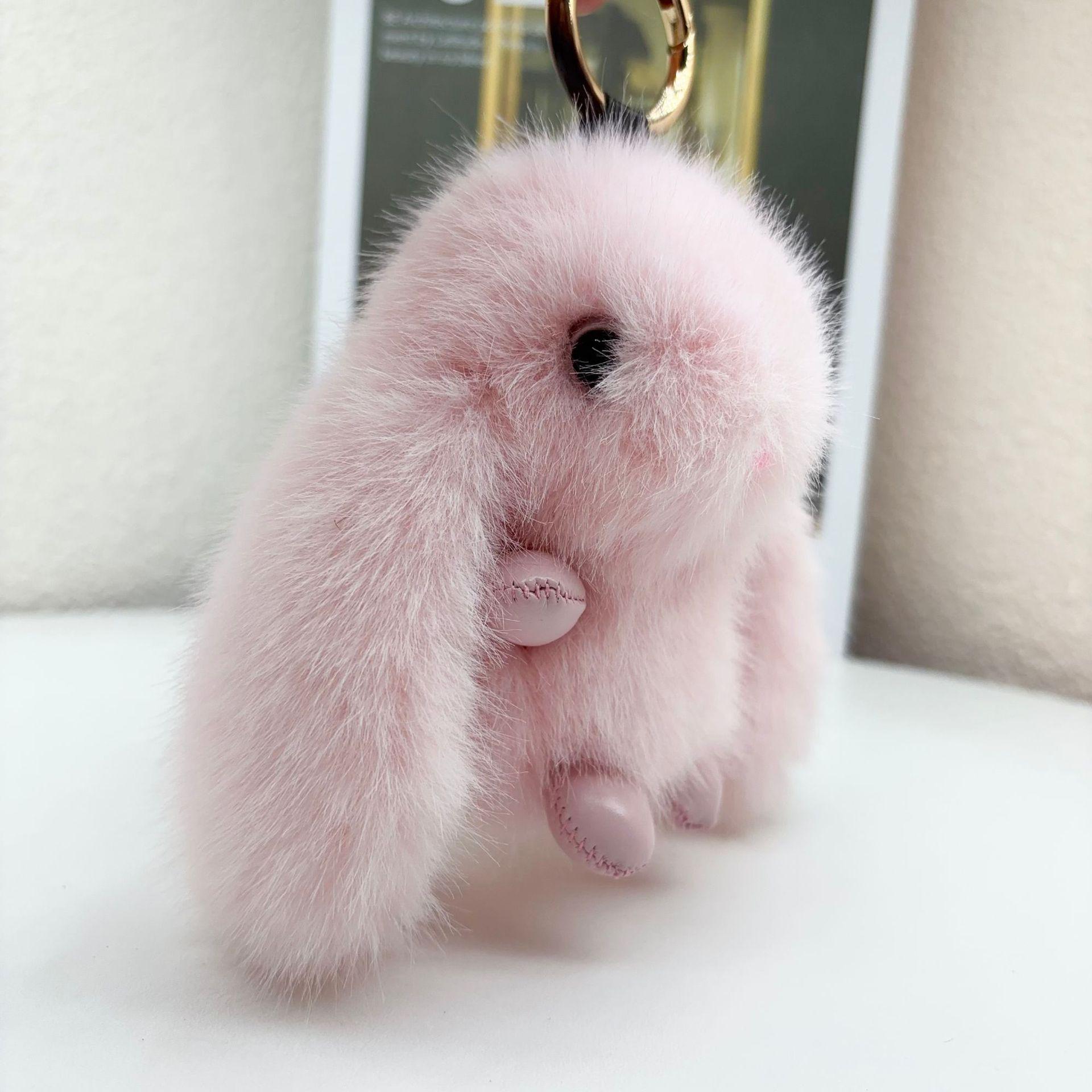 

High-End Plush Rabbit Keychain & Backpack Accessory розовый
