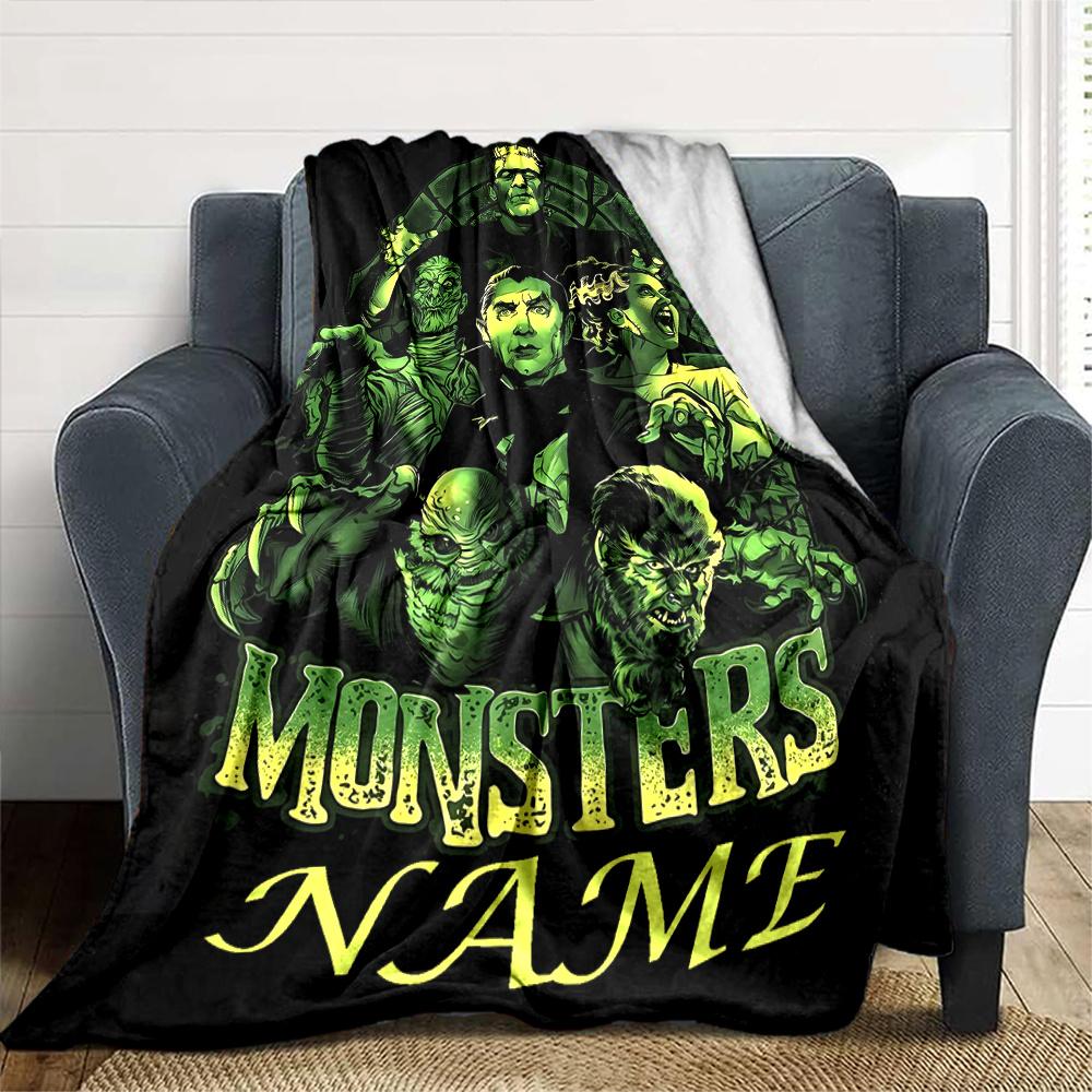 Monsters Frankenstein Zombie Creature Four Seasons Blanket Customized With Your Name Lightweight And Warm Perfect Gift For Home Office Camping Sofa