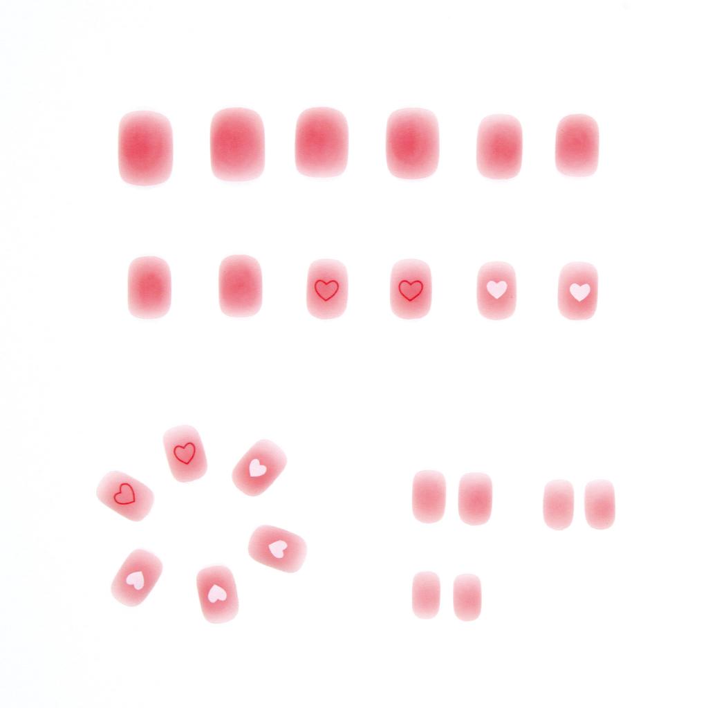 Artificial Nails Wearable Patch Frosted Love White Peach Blush Smudged Fake Nails