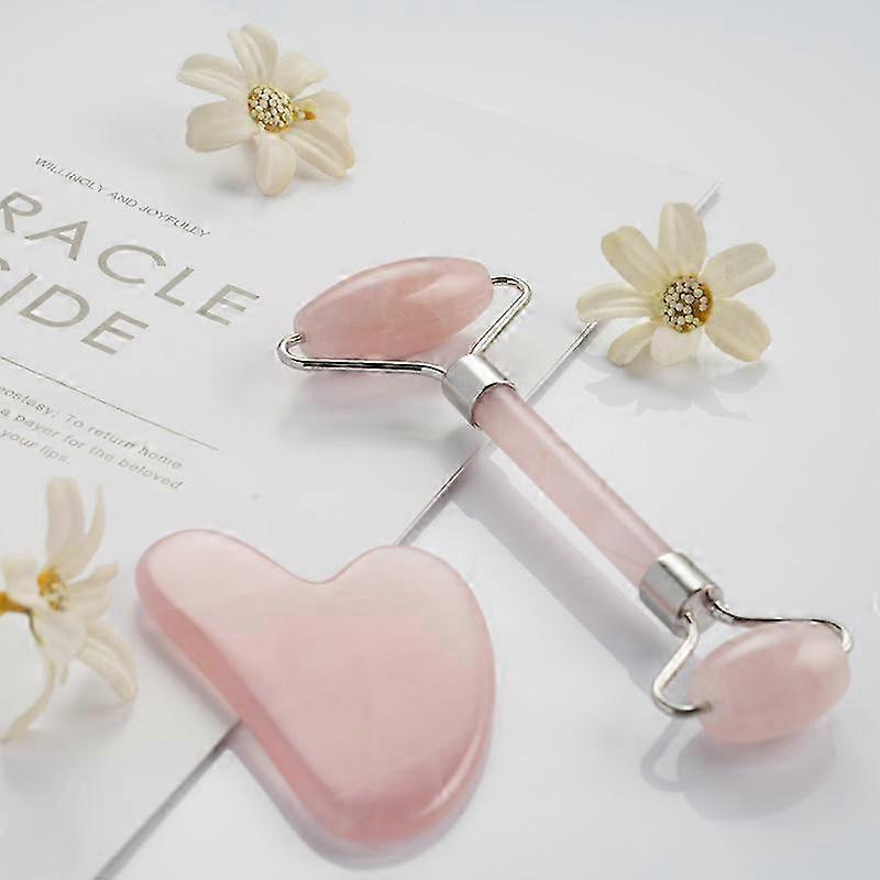Jade Roller & Gua Sha, Face Roller, Facial Beauty Roller Skin Care Tools, BAIMEI Rose Quartz Massager for Face, Eyes, Neck, Body Muscle Relaxing and