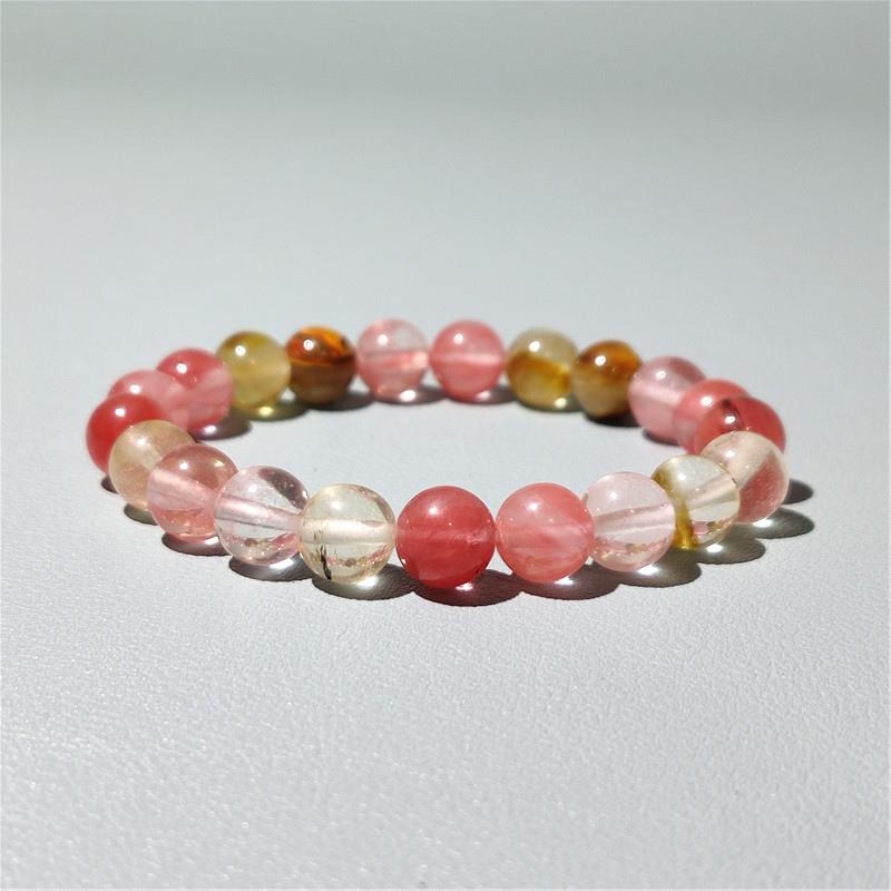 

Ручной работы браслет из 8 мм натурального кристаллического халцедона цвета арбузной корки