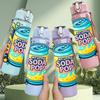 1PC Soda Pop Can Burst Cartoon Print 750ml Color Plastic Sports Water Bottle Leakproof Flip Straw Lid Suitable for Sports Office Home Use