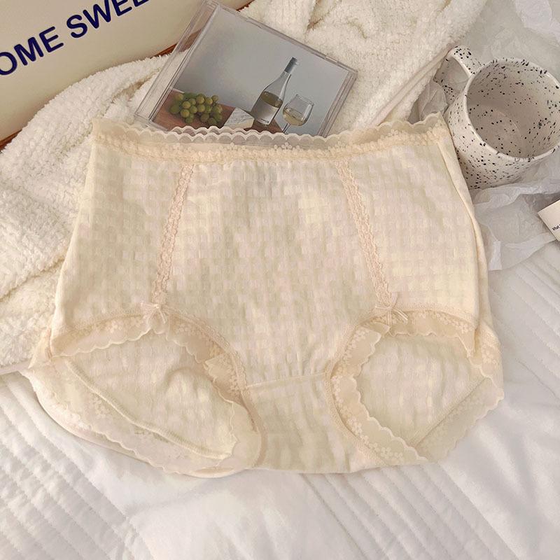 Big Size Waffle High Waisted Triangle Panties Sweet Cute Breathable and Hip Hugging Women’s Panties