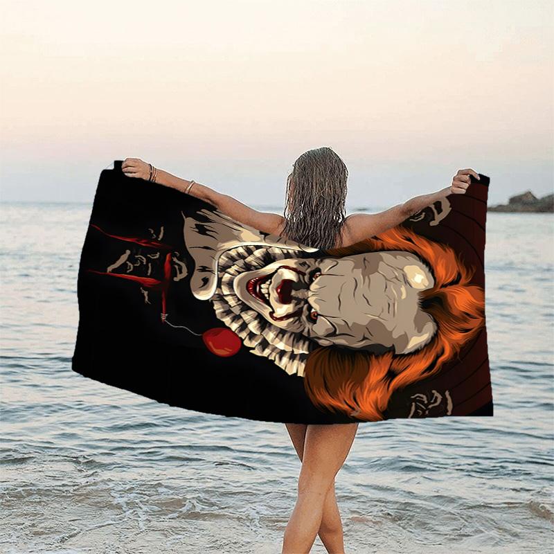 1pc Pennywise1 Beach Towel, Beach and Seaside Swimming Pool Equipment, Fashion Pattern, Rectangular, Travel Essentials