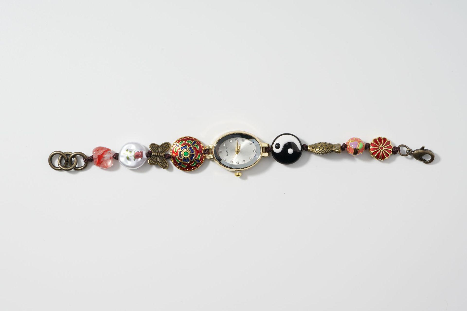 European Retro Oval Pearl Butterfly Enamel Bead Women s Bracelet Watch ретро
