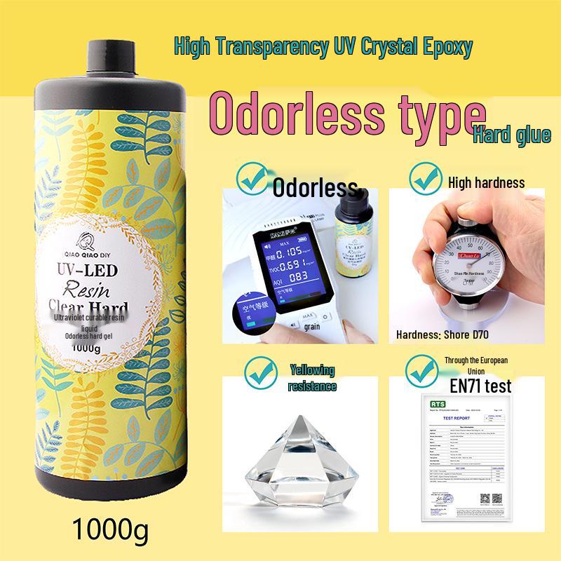 Qiaoqiao Odorless UV Glue: Thin Epoxy Resin, Clear, UV Curing, Yellowing Resistant DIY