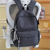 Schoolbag Retro Hong Kong Style Plaid Junior High School Female Students Lightweight College Style Schoolbag Female Lightweight Backpack Casual