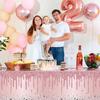 Pajean 3 Pcs Pink and Rose Gold Tablecloths Glitter Diamond Table Cover PE Girl Party Glitter Table Cloths Sequin Printed Plastic Tablecloths for