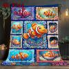 Clownfish Frames Underwater 2D Flat Pattern Flannel Blanket, High Quality All Seasons, Home Decor, Warmth and Comfort, Perfect for Christmas Gifts.