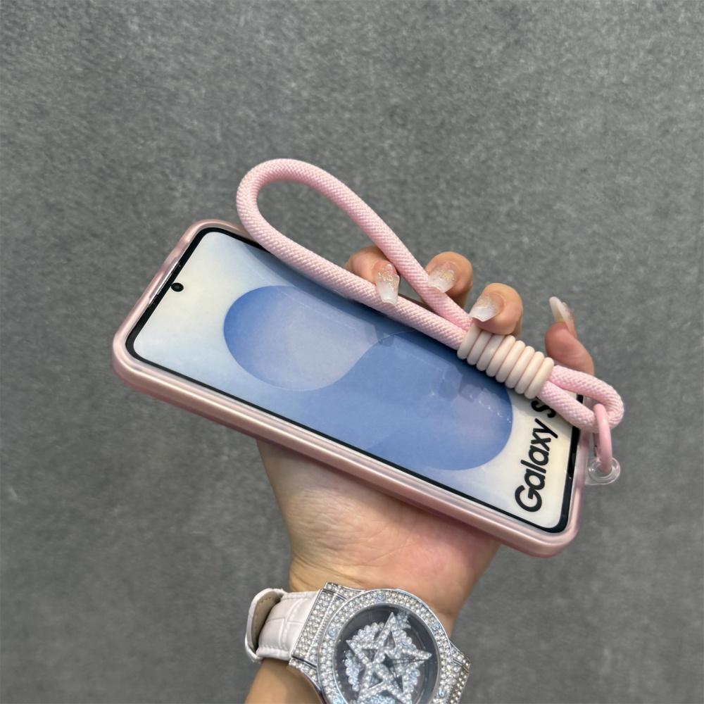 Matte Ring Magnetic Stand Holder Case For Samsung Galaxy S25 Ultra S24 Plus Translucent Wrist Strap Lanyard Shockproof Cover