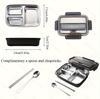 Multi-Compartment Stainless Steel Bento Box - No Flavor Mixing, Microwave Safe, Ideal for Students and Office Workers, Portable Lunch Solution